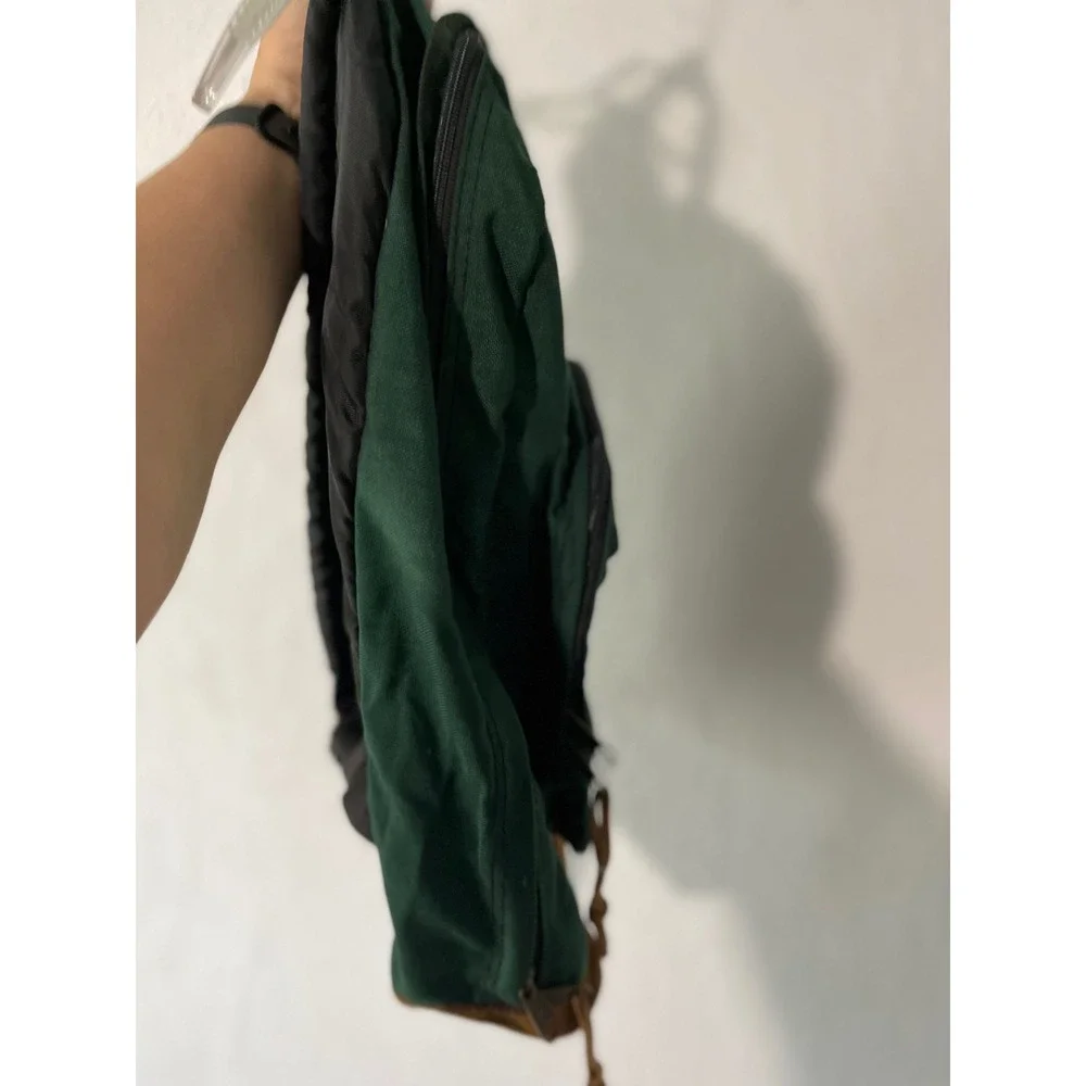 JanSport Right Pack Backpack Hunter Green Suede Leather Bottom Canvas Mens Bag